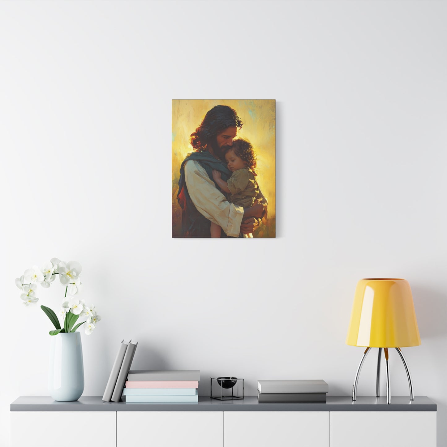 Divine Protector of the Innocent - Christ and Child - Museum Wrapped Canvas - Print - Religious Art for your Home - Christian art print