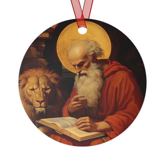 Saint Jerome - Religious Holiday Christmas Ornament and Keepsake - Double sided Keepsake Religious Ornament