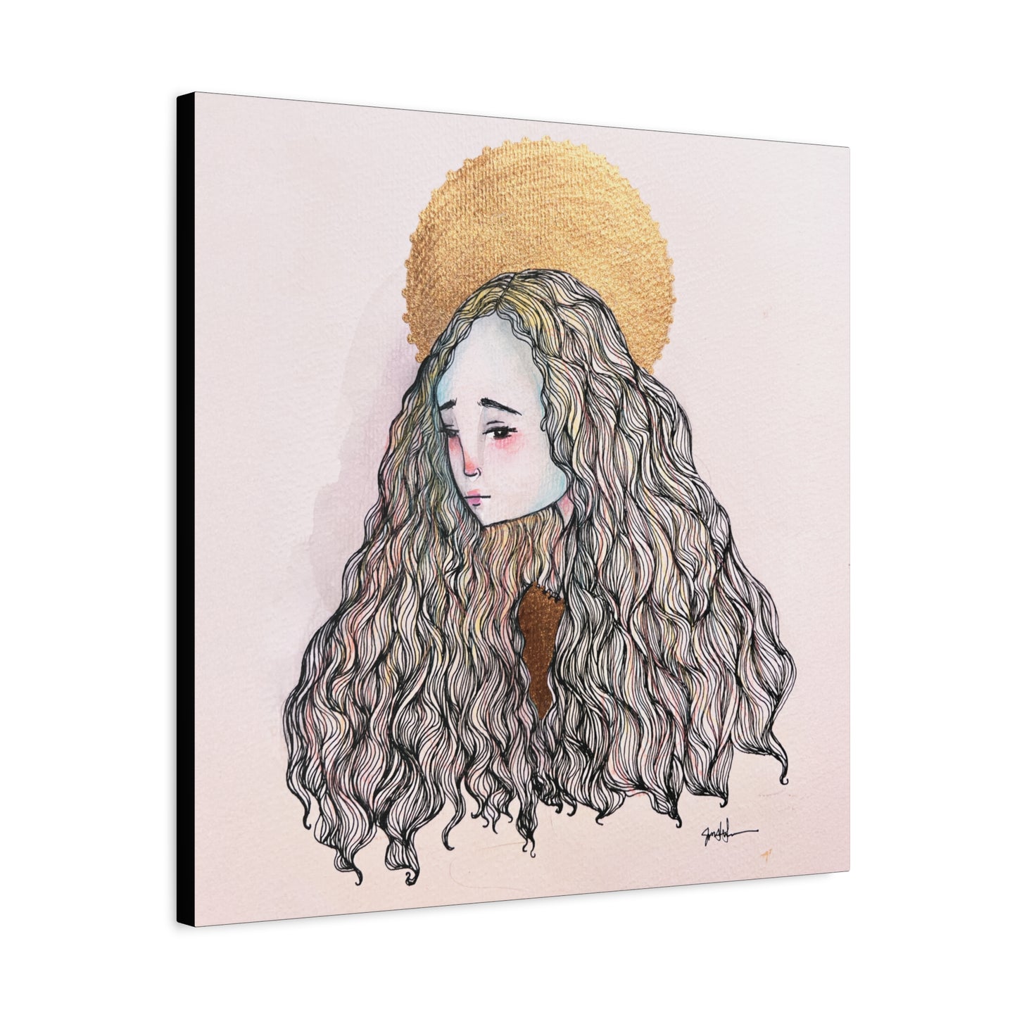 Saint Philomena Canvas Print - Hand-Drawn Catholic Art Print | Christian Sacred Wall Art | Sanctified Solocosmo Religious Artwork