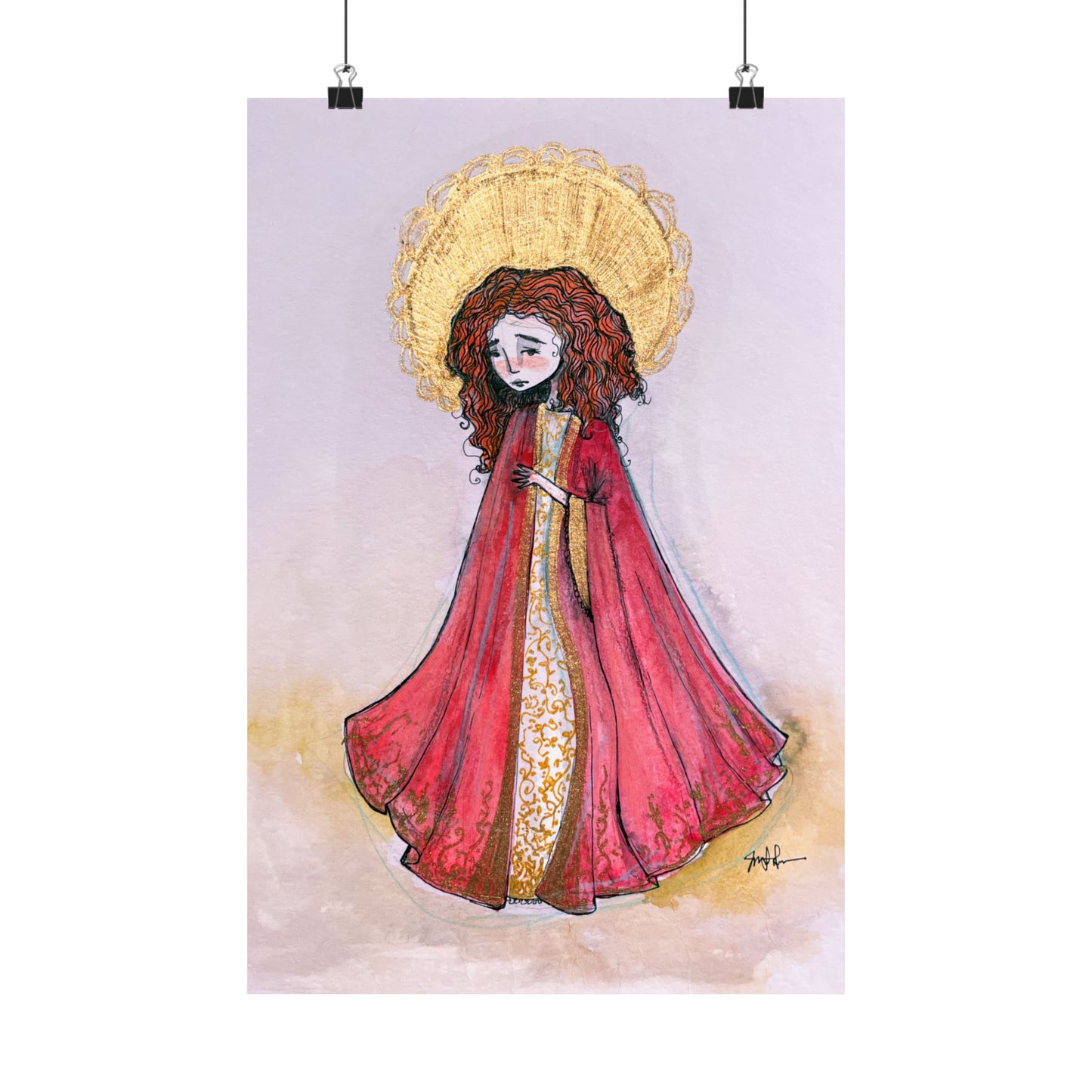 Saint Bibiana Hand-Drawn Catholic Art Print | Christian Devotional Wall Art | Sanctified Solocosmo Religious Poster