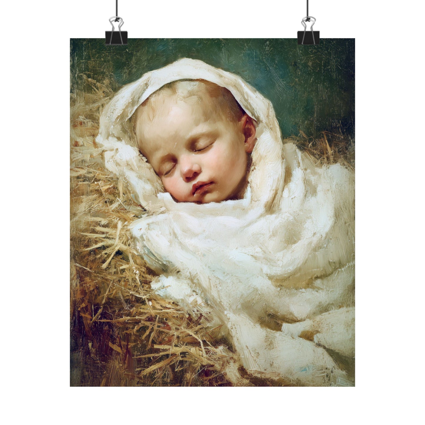 The Christ Child Resting in the Silence of the Manger - Sanctified Souls Print - Multiple Sizes - Premium Matte Vertical Posters