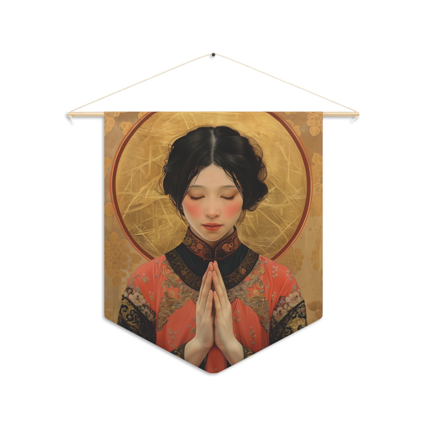 Saint Lucy Yi Zhenmei Wall Banner / Wall Hanging / Pennant - Religious Wall Tapestry - Catholic Art - 18" x 21"