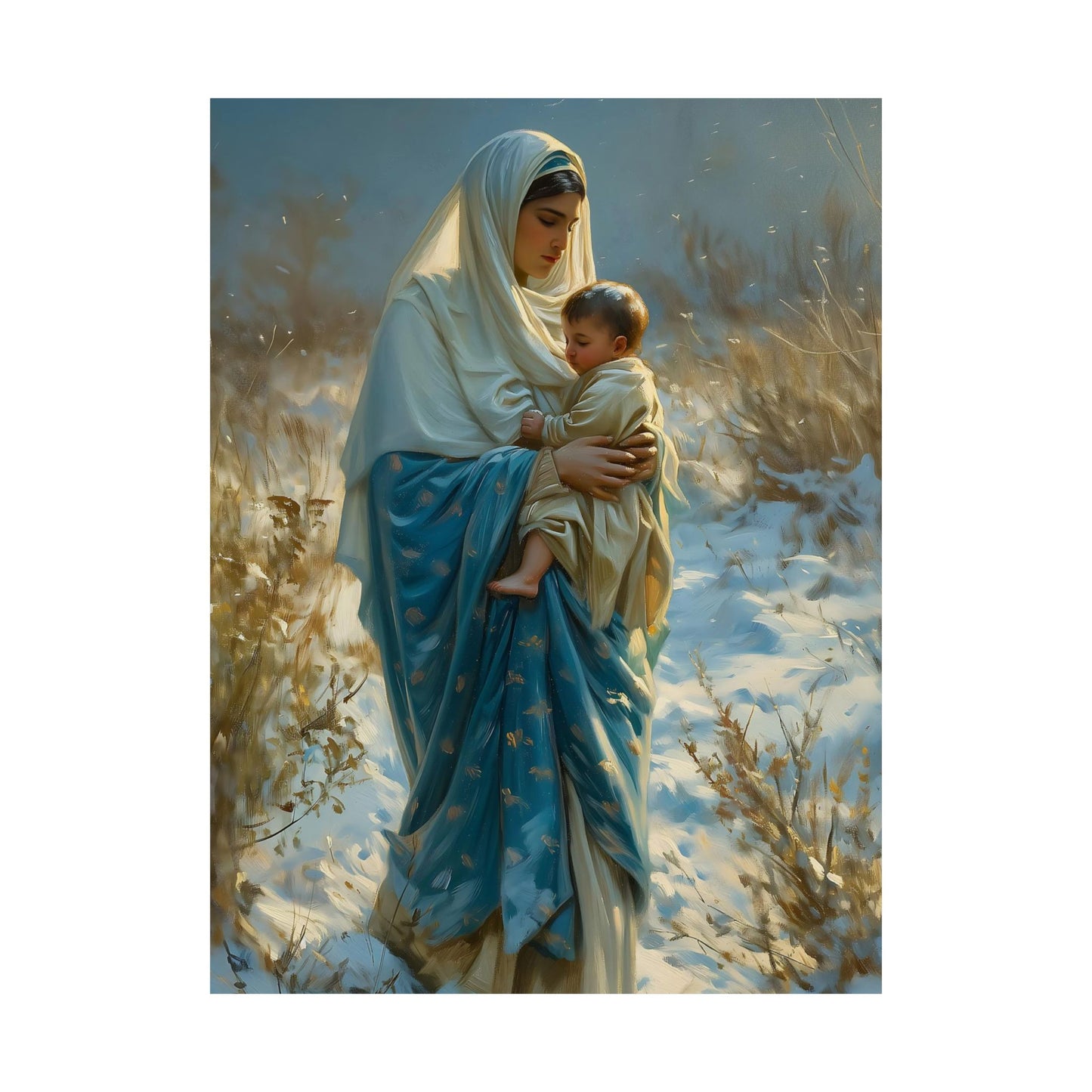 Snowfall of Grace - Our Lady's Winter Radiance - Our Lady of the Snows Print - Sanctified Souls Print - Multiple Sizes - Premium Posters
