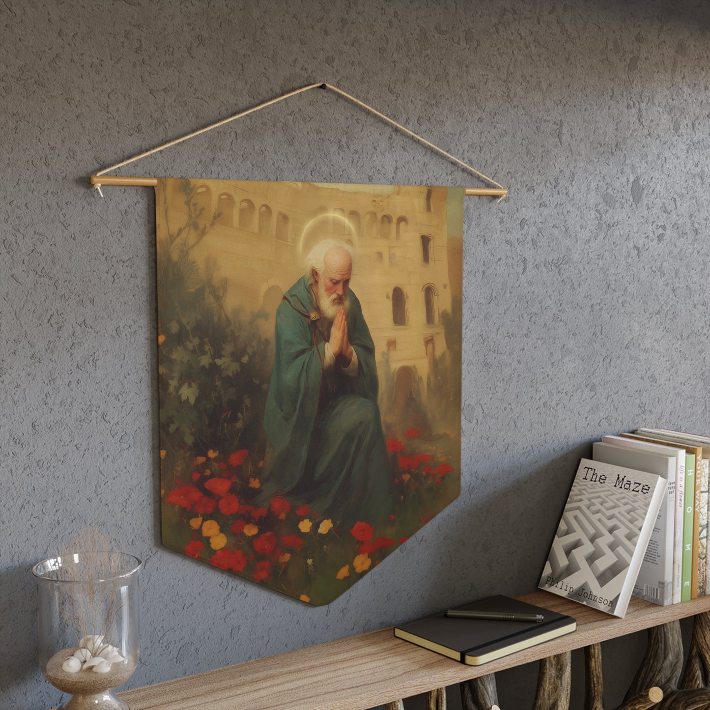 Saint Cyprian Pennant / Banner / Wall Hanging - Prayer room art - 18" x 21" - Catholic - Large Banner - Catholic Home Art