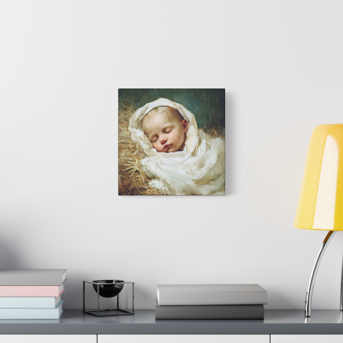 The Christ Child Resting in the Silence of the Manger - Gallery Wrapped Canvas - Print - Religious Art for your Home - Catholic Art Print