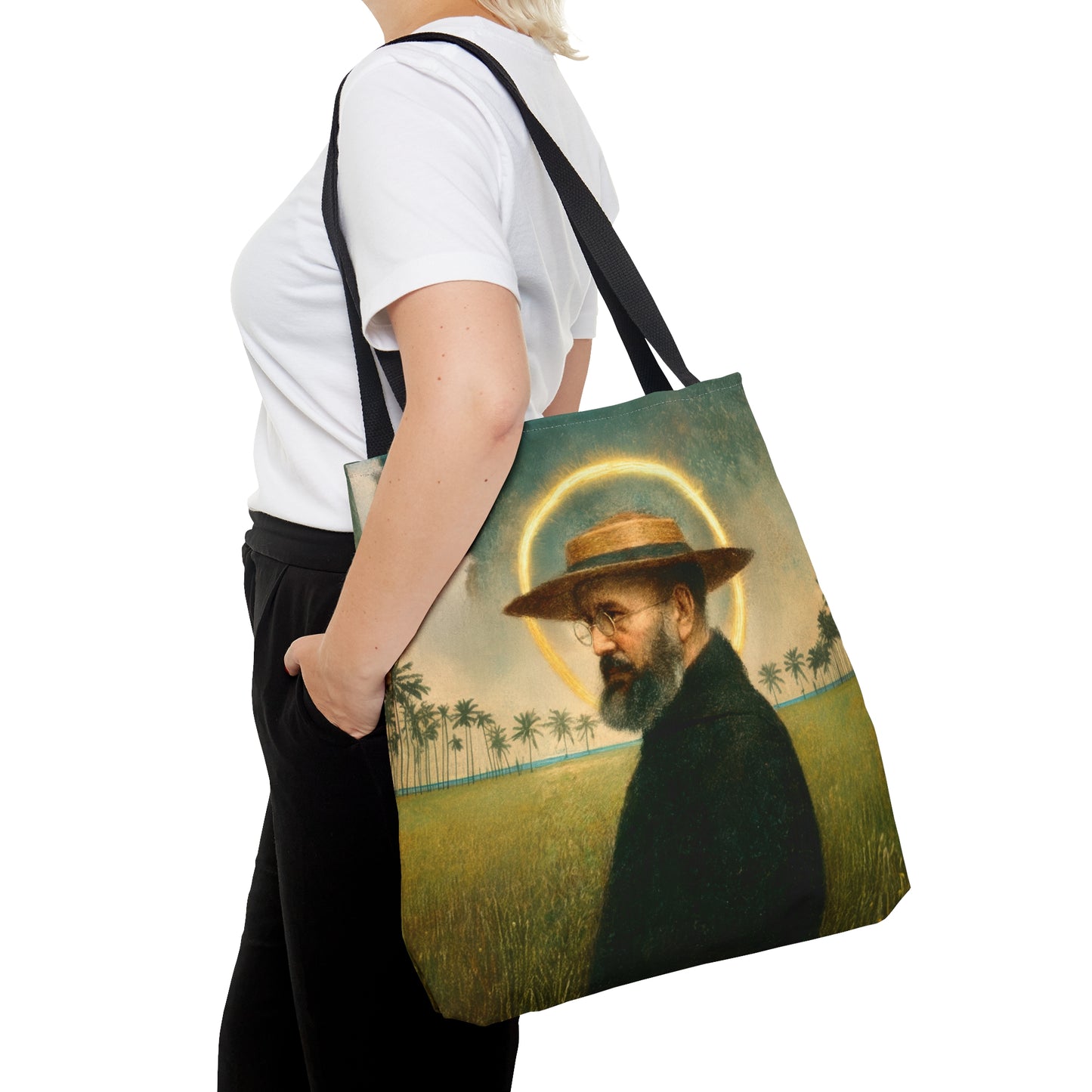 Saint Damien of Molokai Tote Bag - Large Medium Small Faith Art Bag - Catholic Faith Purse - Double Sided