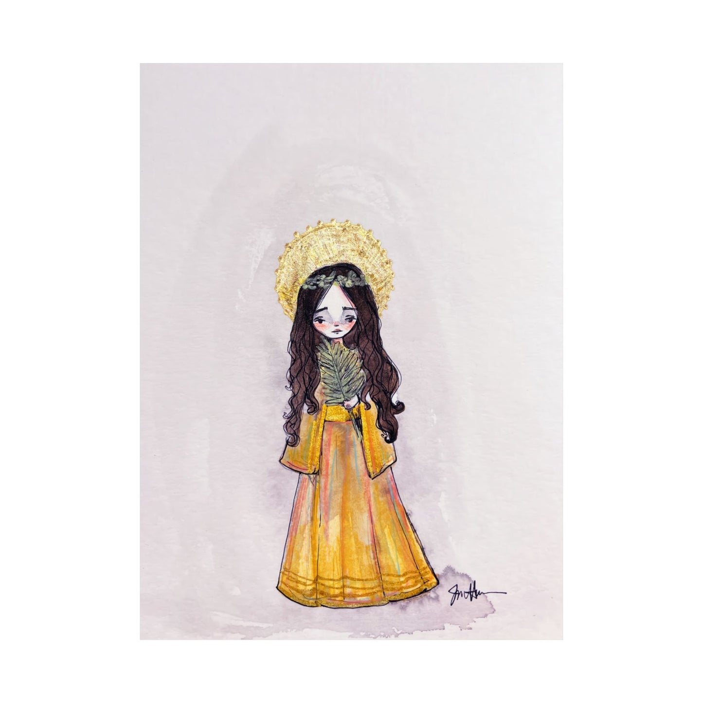 Saint Charity Poster - Hand-Drawn Art | Catholic Art Print | Faith Hope and Charity Youngest Sister | Devotional Wall Art