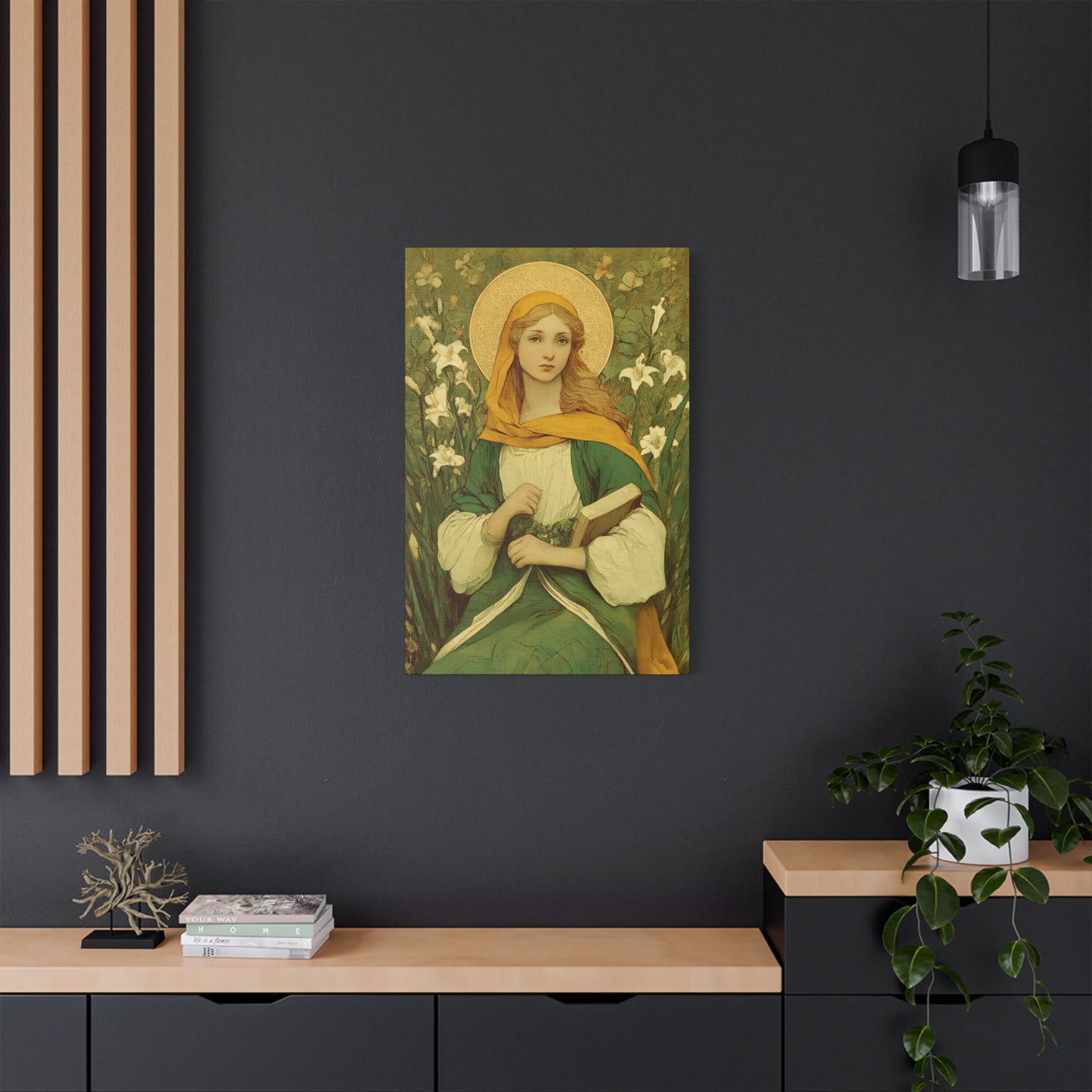 Saint Dymphna - Museum Wrapped Canvas - Sanctified Souls Print - Religious Art for your Home