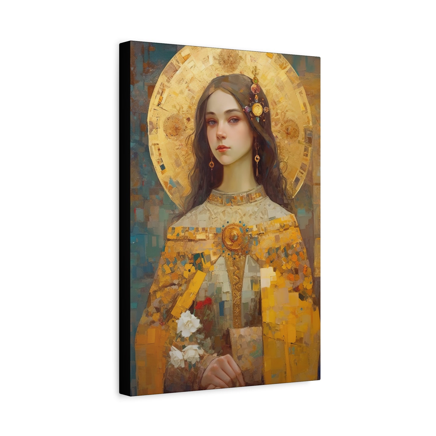 Saint Dymphna - Museum Wrapped Canvas - Sanctified Souls Print - Religious Art for your Home