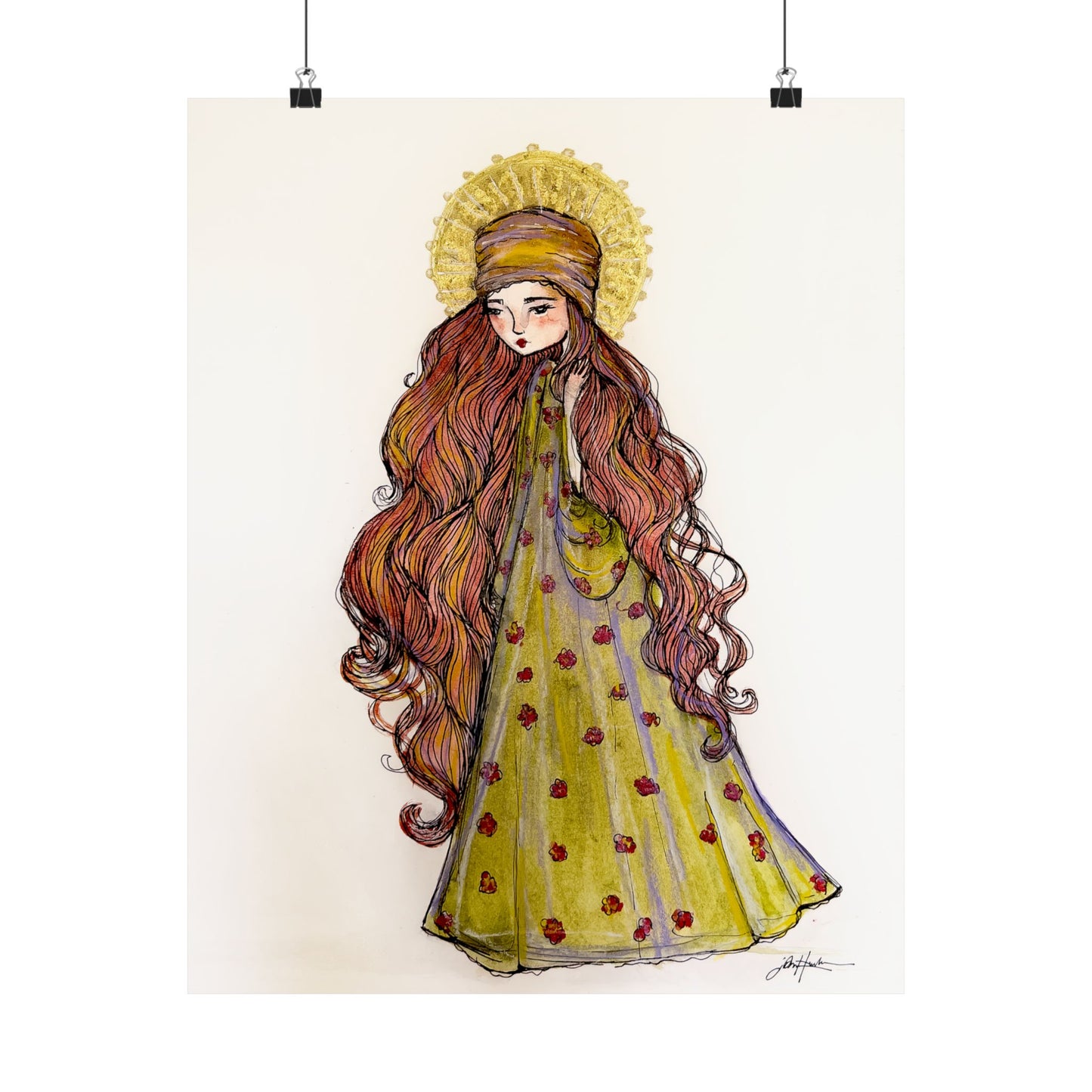 Saint Mary Magdalene Catholic Art Print | Hand-Drawn Watercolor Sacred Artwork | Christian Devotional Wall Art