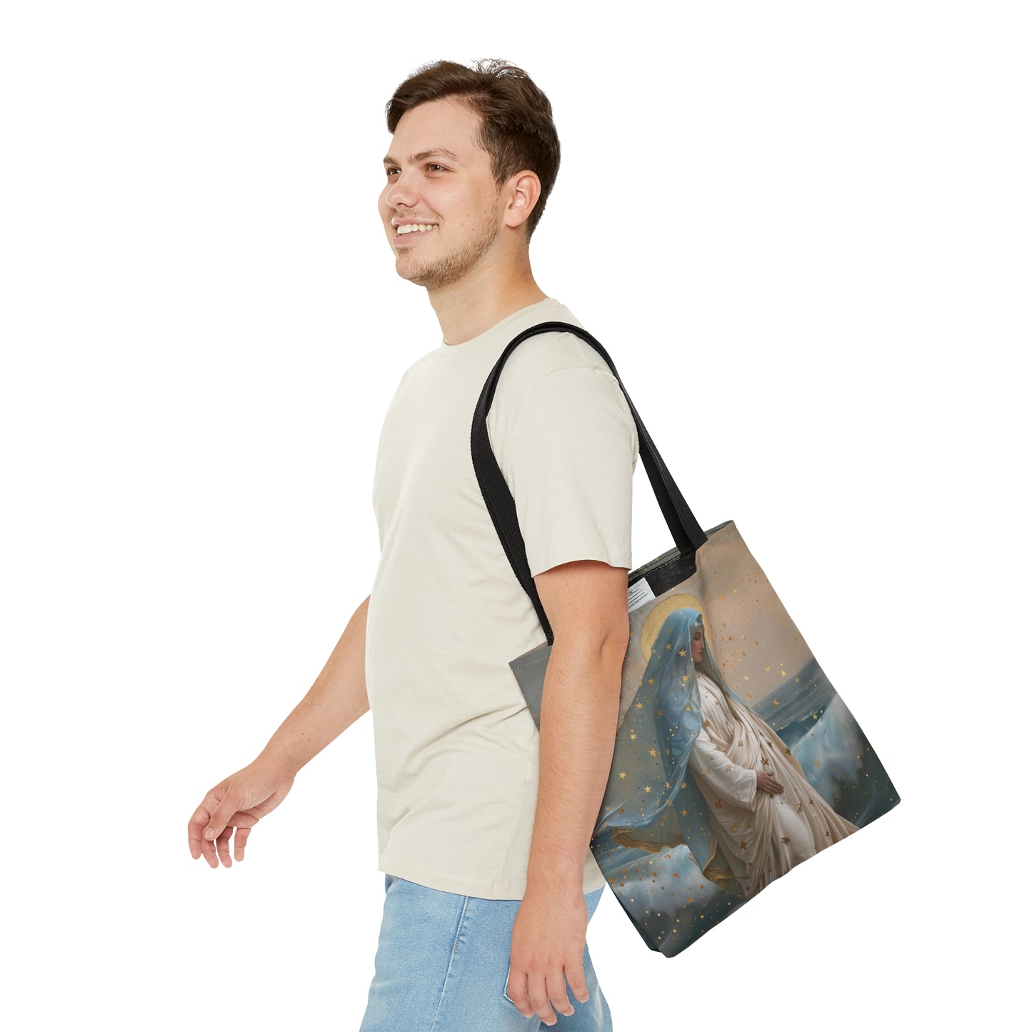 Ocean's Embrace - Devotion to Our Lady Star of the Sea Tote Bag - Large Medium Small Faith Art Bag - Re usable Tote Purse - Double Sided