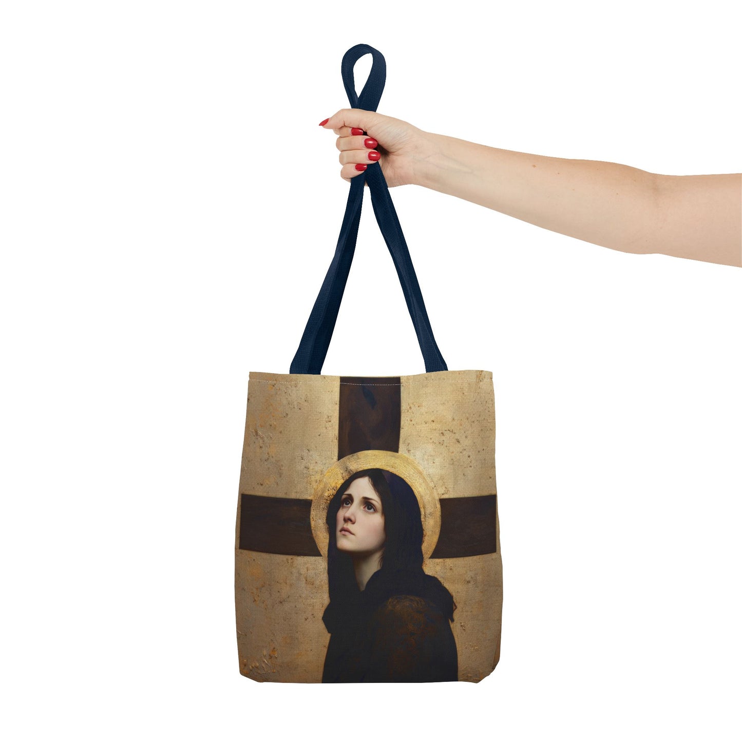Our Lady of the Cross - Mother Mary  - Our Lady of the Crucifix - Marian Art - Tote Bag - Large Medium Small Faith Art Bag - Tote Purse