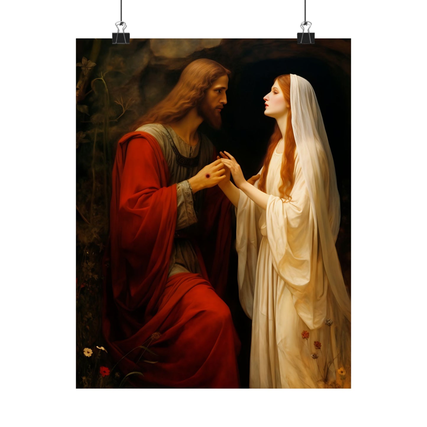 Revelation of Redemption: Mary Magdalene and the Risen Christ - Sanctified Souls Print - Multiple Sizes - Premium Matte Vertical Posters