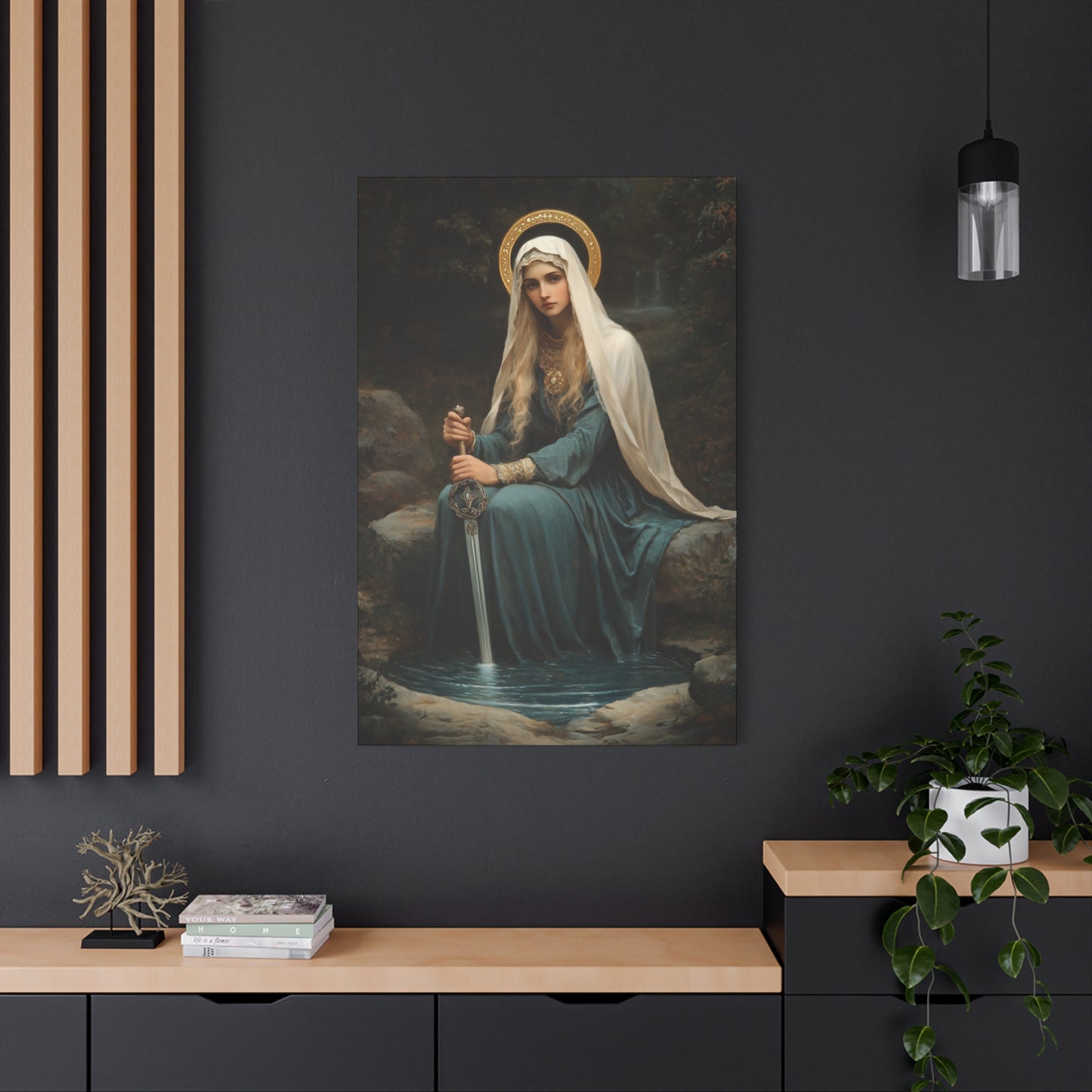 Saint Winifred - Museum Wrapped Canvas - Print - Religious Art for your Home - Christian print - Prayer Room Art - Catholic