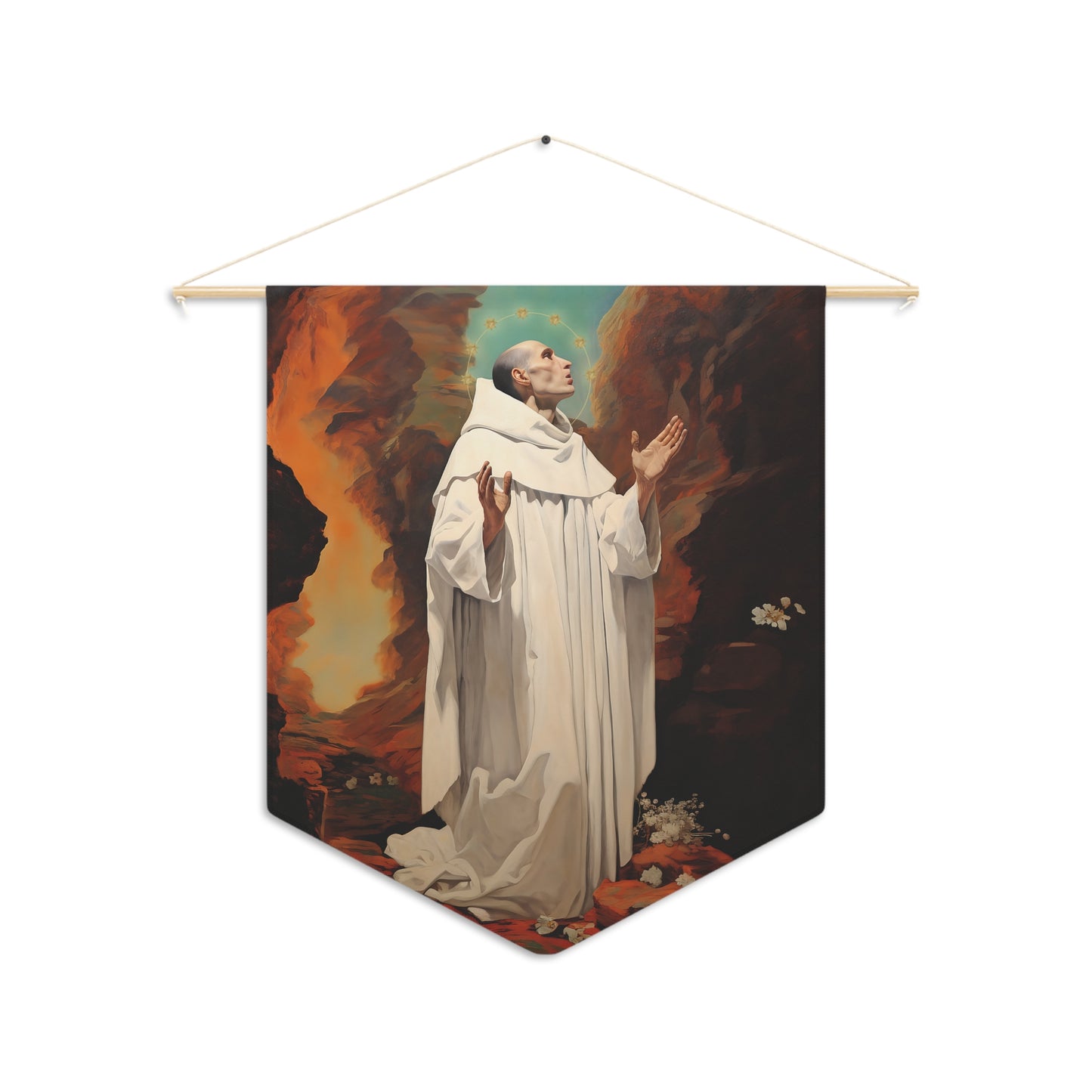 Saint Bruno Wall Banner / Wall Hanging / Pennant - Unique Religious Wall Art - Prayer room art - Catholic Home Art - Large Print - 18" x 21"