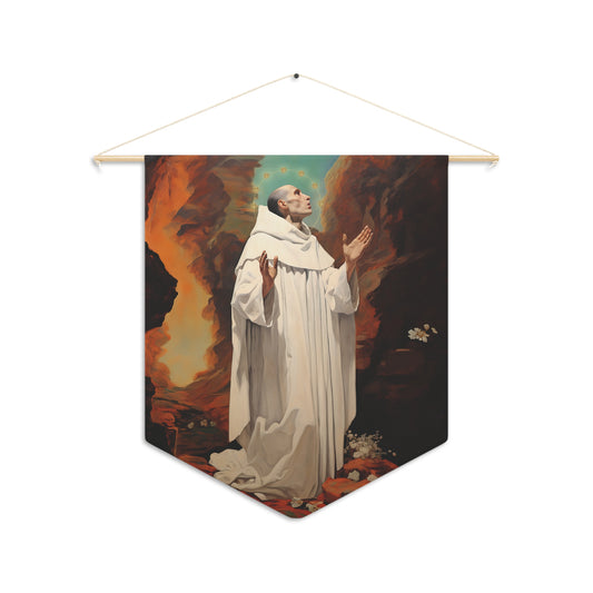 Saint Bruno Wall Banner / Wall Hanging / Pennant - Unique Religious Wall Art - Prayer room art - Catholic Home Art - Large Print - 18" x 21"