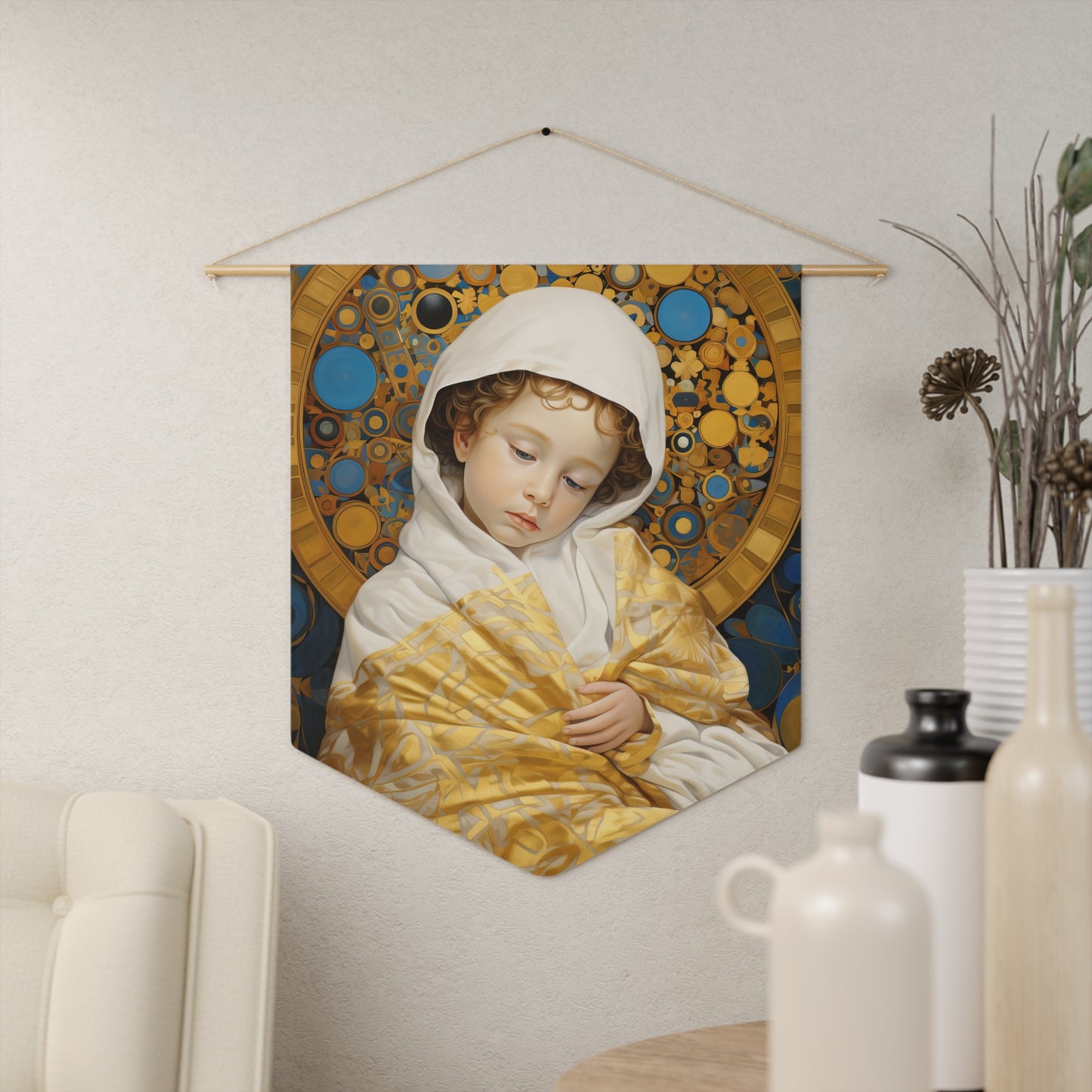 Divine Innocence: The Christ Child Wall Banner / Wall Hanging - Prayer room art - Catholic - Baby Jesus Print - 18" x 21"