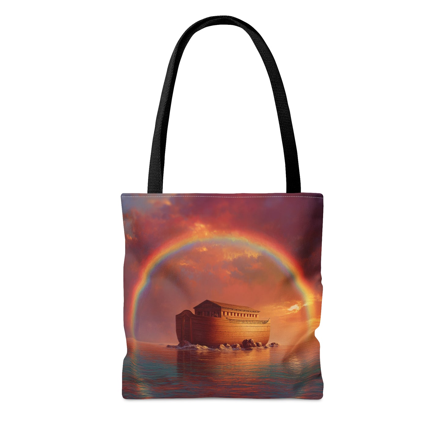 Sheltered Beneath the Covenant Sky - Noah's Ark Tote Bag - Large Medium Small Faith Art Bag - Catholic Faith Purse - Double Sided