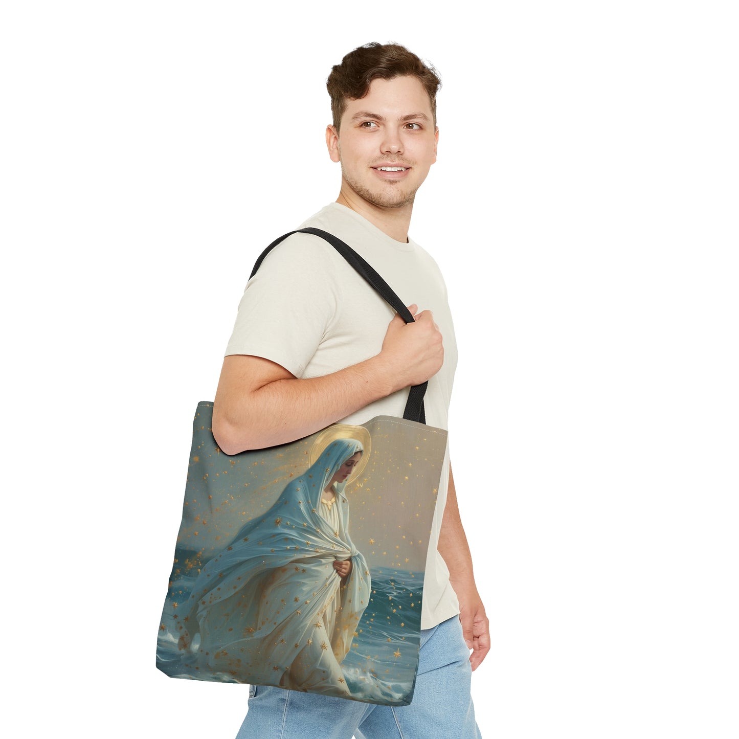 Guiding Light - Our Lady, Star of the Sea Tote Bag - Large Medium Small Faith Art Bag - Re usable Tote Purse - Double Sided - Catholic Art