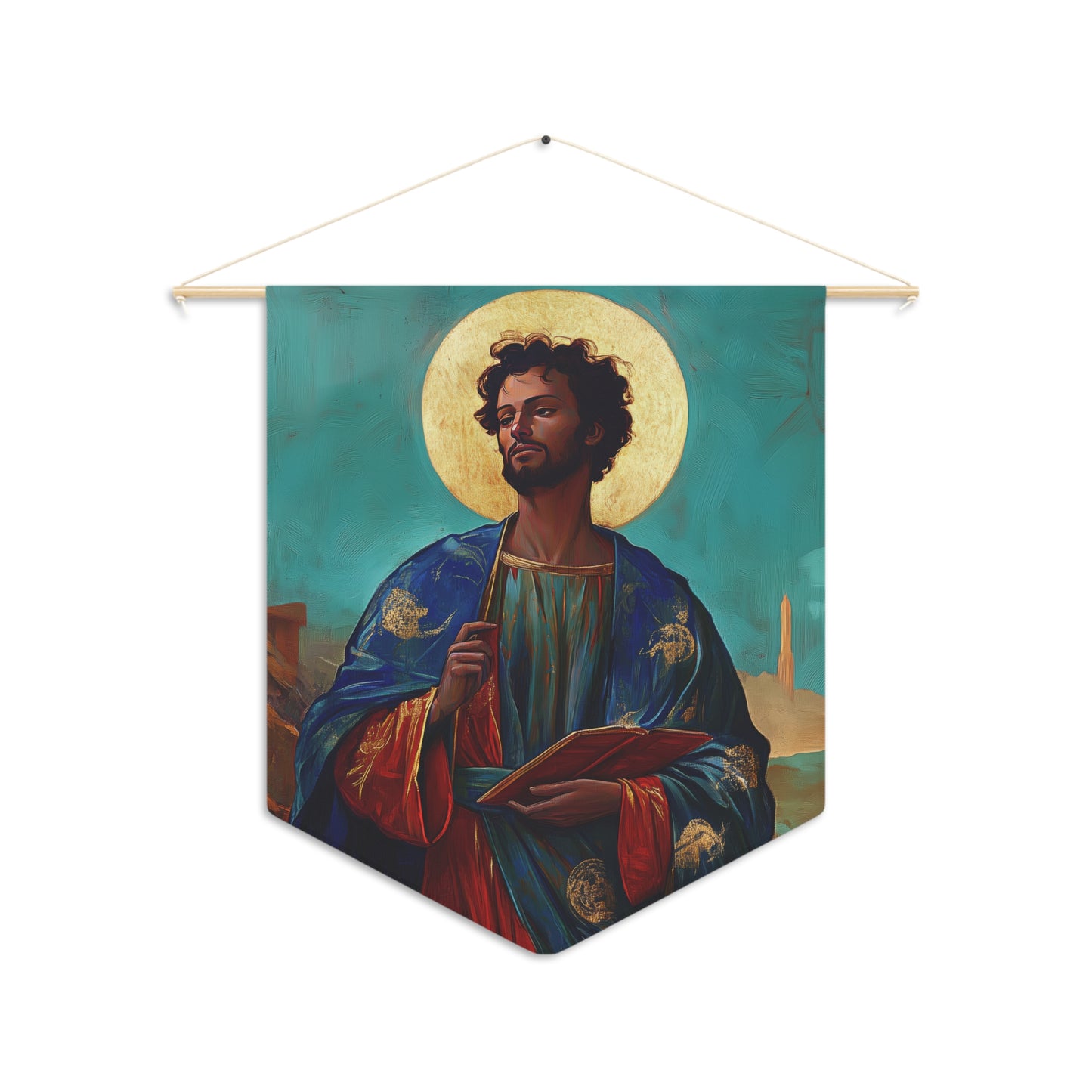 Saint Addal Pennant / Banner / Wall Hanging - Prayer room art - 18" x 21" - Catholic prayer Religious - Large Print Home Decor