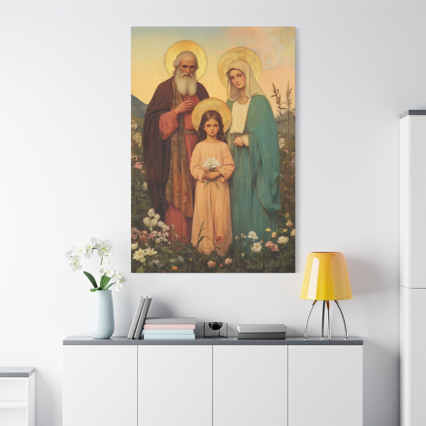 Saints Joachim and Anne with Young Mary - Gallery Wrapped Canvas - Print - Religious Art for your Home - Catholic Art