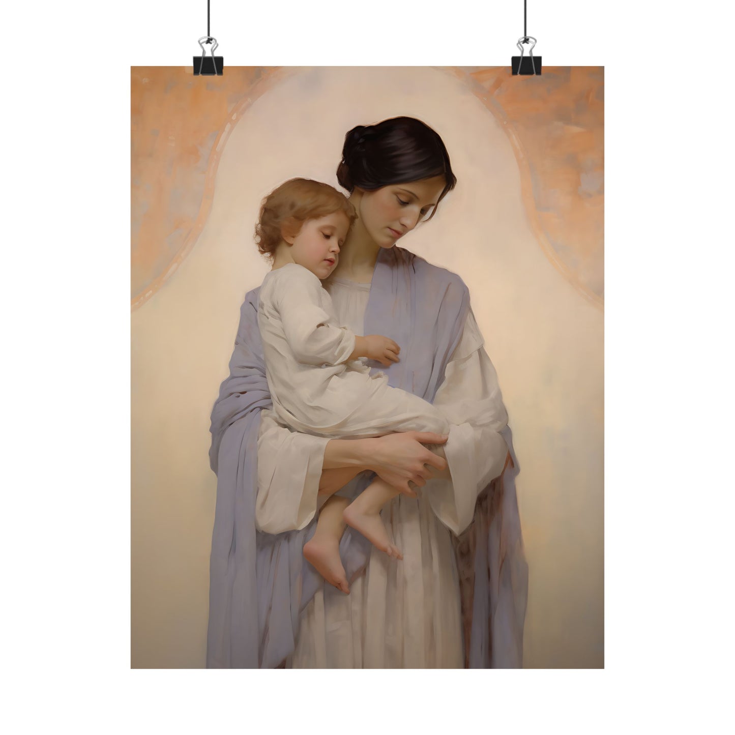 Celestial Bond Print - Sanctified Souls Print - Multiple Sizes - Premium Matte Poster - Mother's - Nursery Art - Mother and Baby