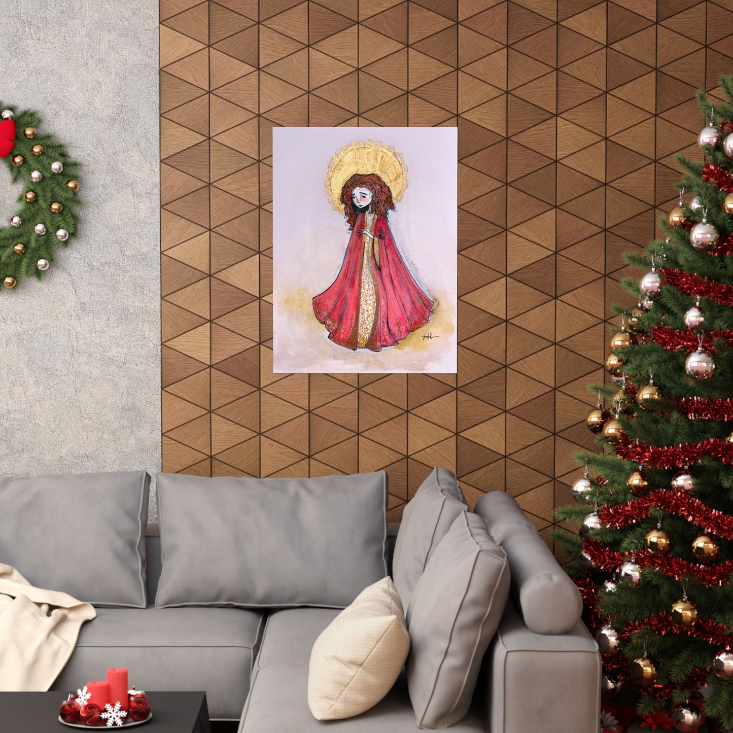 Saint Bibiana Hand-Drawn Catholic Art Print | Christian Devotional Wall Art | Sanctified Solocosmo Religious Poster