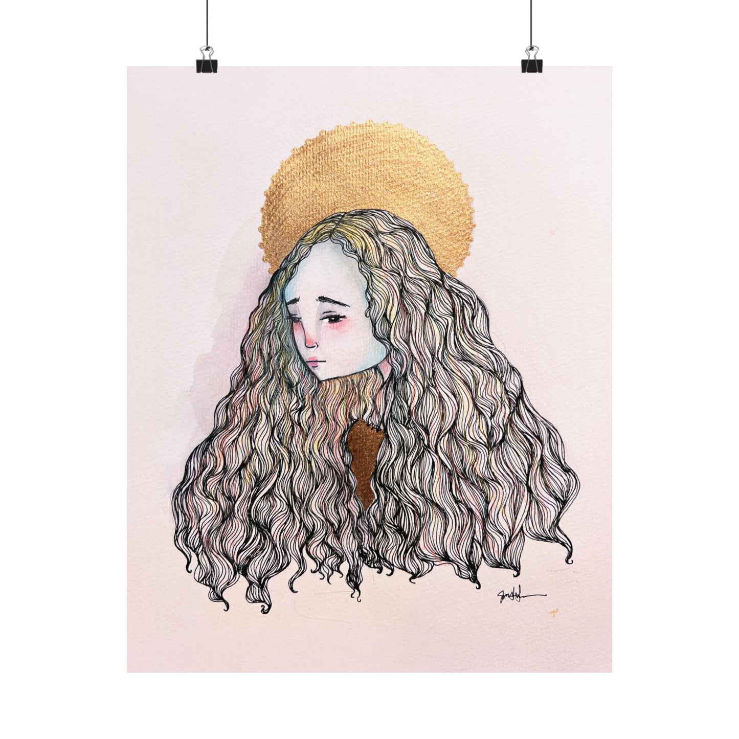 Saint Philomena Poster Print - Hand-Drawn Catholic Art Print | Christian Devotional Wall Art | Sanctified Solocosmo Religious Poster