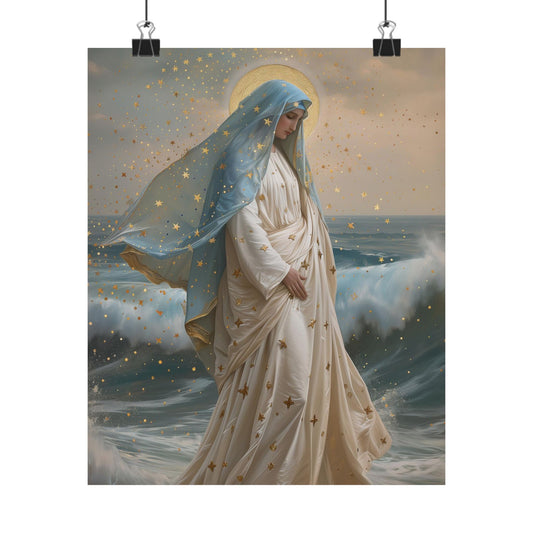 Ocean's Embrace - Devotion to Our Lady Oval Necklace - Sanctified Souls - Multiple Sizes - Premium Matte Posters - Our Lady Star of the Sea