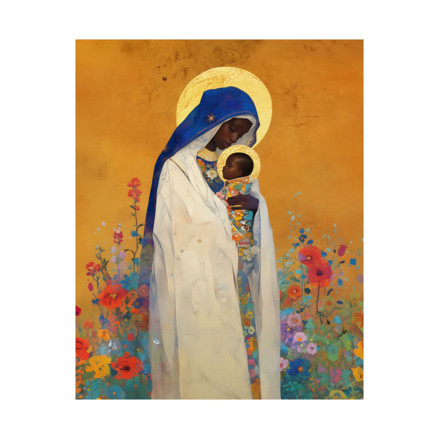 The Divine Embrace- Our Lady of Kibeho's Love - Sanctified Souls Print - Multiple Sizes - Premium Posters - Catholic Art - Christian