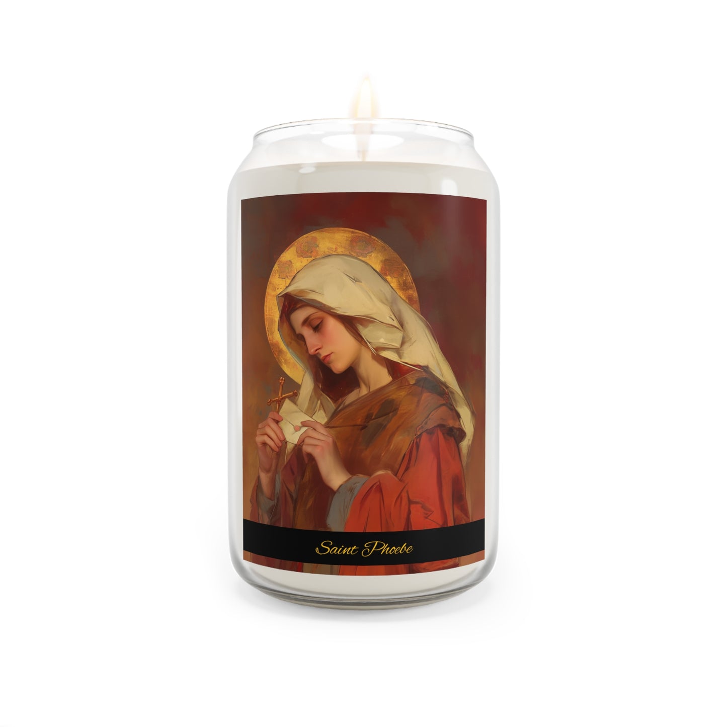 Saint Phoebe - Scented Prayer Candle, 13.75oz -  Candle - Catholic Art - prayer room Scented Candle - Religious Saint Art