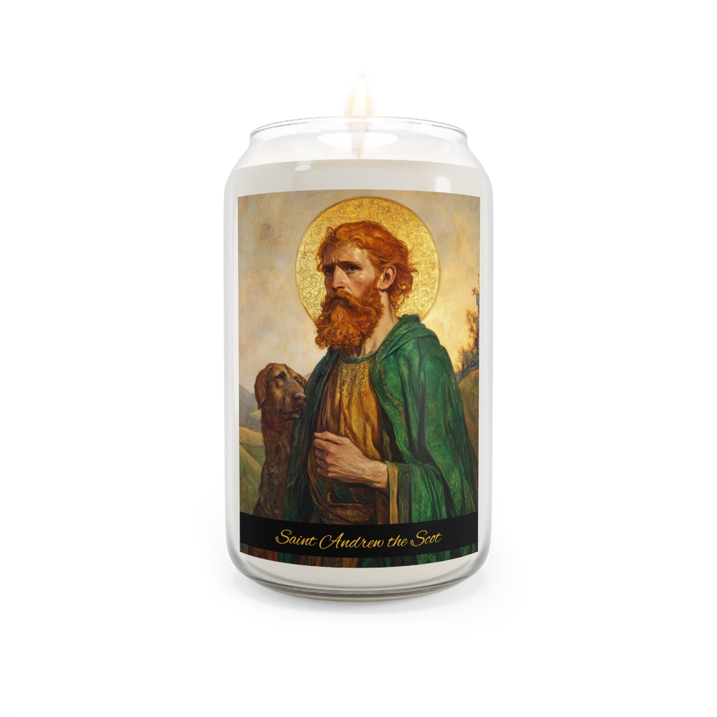 Saint Andrew the Scot - Scented Prayer Candle, 13.75oz -  Candle - Catholic Art - prayer room Scented Candle - Catholic Saint Art