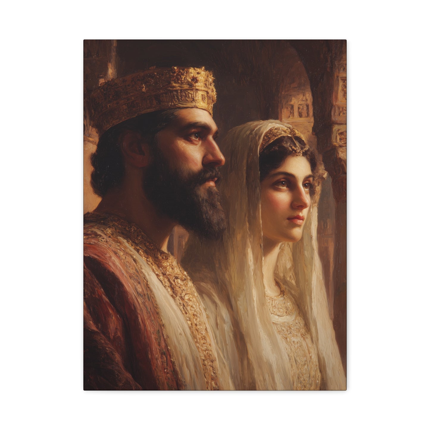 King Xerxes and Queen Esther  - Gallery Wrapped Canvas - Print - Religious Art for your Home - Catholic Art Print