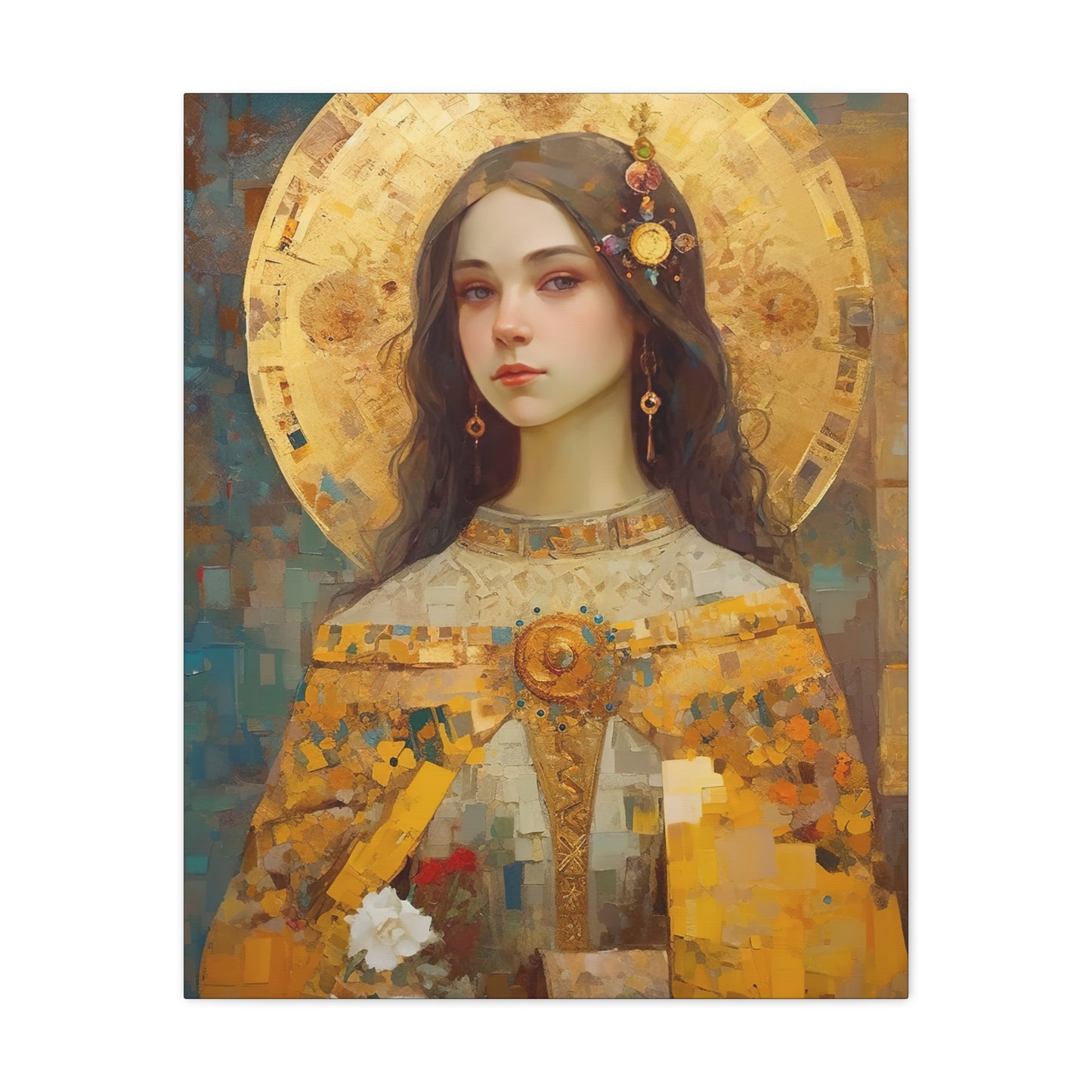 Saint Dymphna - Museum Wrapped Canvas - Sanctified Souls Print - Religious Art for your Home