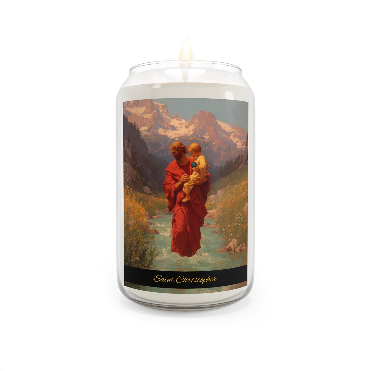 Saint Christopher - Scented Prayer Candle, 13.75oz -  Candle - Catholic Art - prayer room Scented Candle - Religious Saint