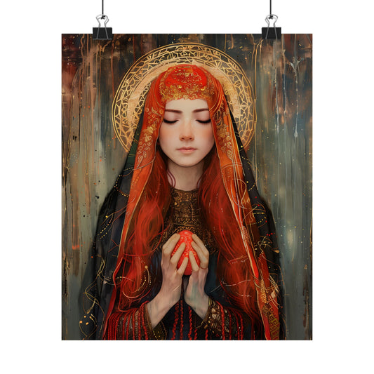 Devotion of Mary Magdalene - Saint Mary Magdalene and the Red Easter Egg - Sanctified Souls Print - Multiple Sizes - Premium Posters
