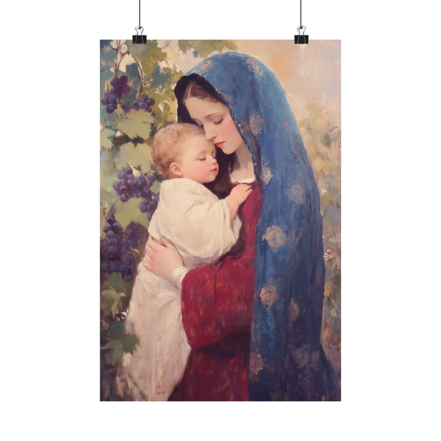 Our Lady of the Grapes / Out Lady of the Harvest - Sanctified Souls Print - Multiple Sizes - Premium Matte Vertical Posters - Mother Mary