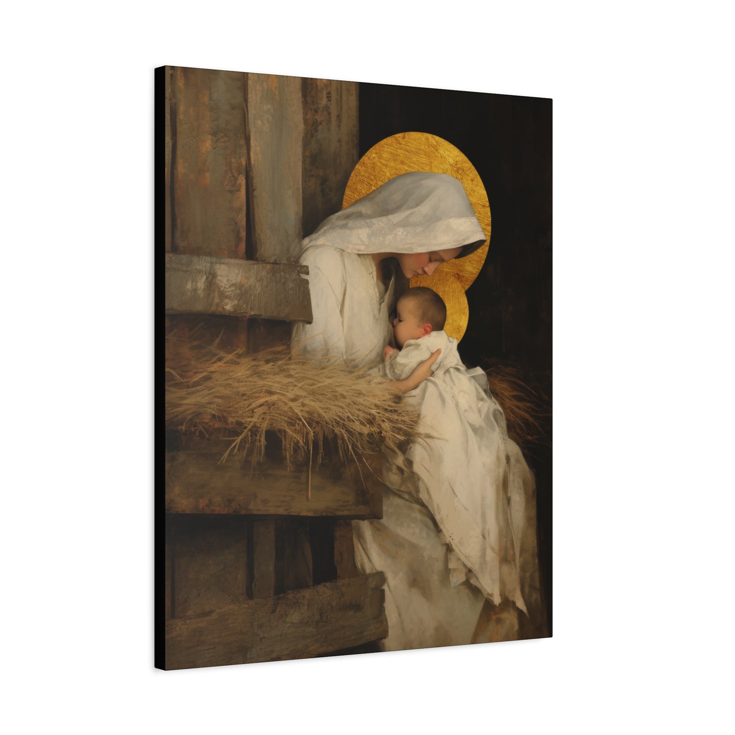 Our Lady of the Manger - Mother Mary and the Christ Child - Gallery Wrapped Canvas - Print - Religious Art for your Home - Catholic