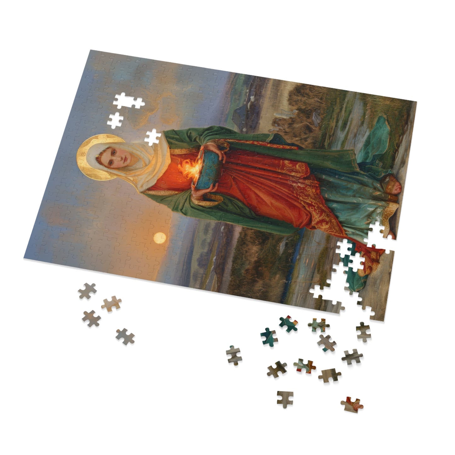 Saint Brigid of Ireland / Kildare - Puzzle and Keepsake Tin - Religious (30, 110, 252, 500,1000) - Religious Puzzle - Gifts for Catholics