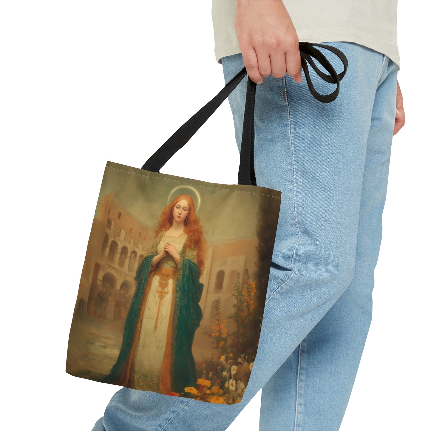 Saint Justina - Tote Bag - Large Medium Small Faith Art Bag - Bible Study Faith Purse - Double Sided Prayer Tote