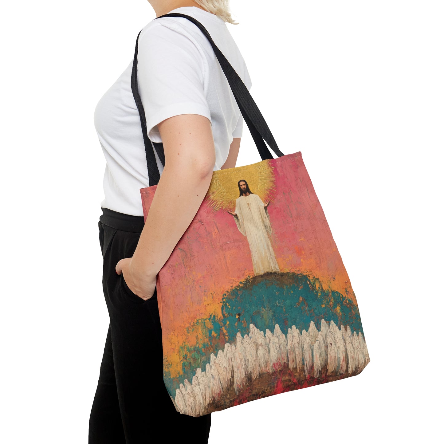 Light Pierced the Abyss Tote Bag - Large Medium Small Faith Art Bag - Catholic Faith Purse - Double Sided