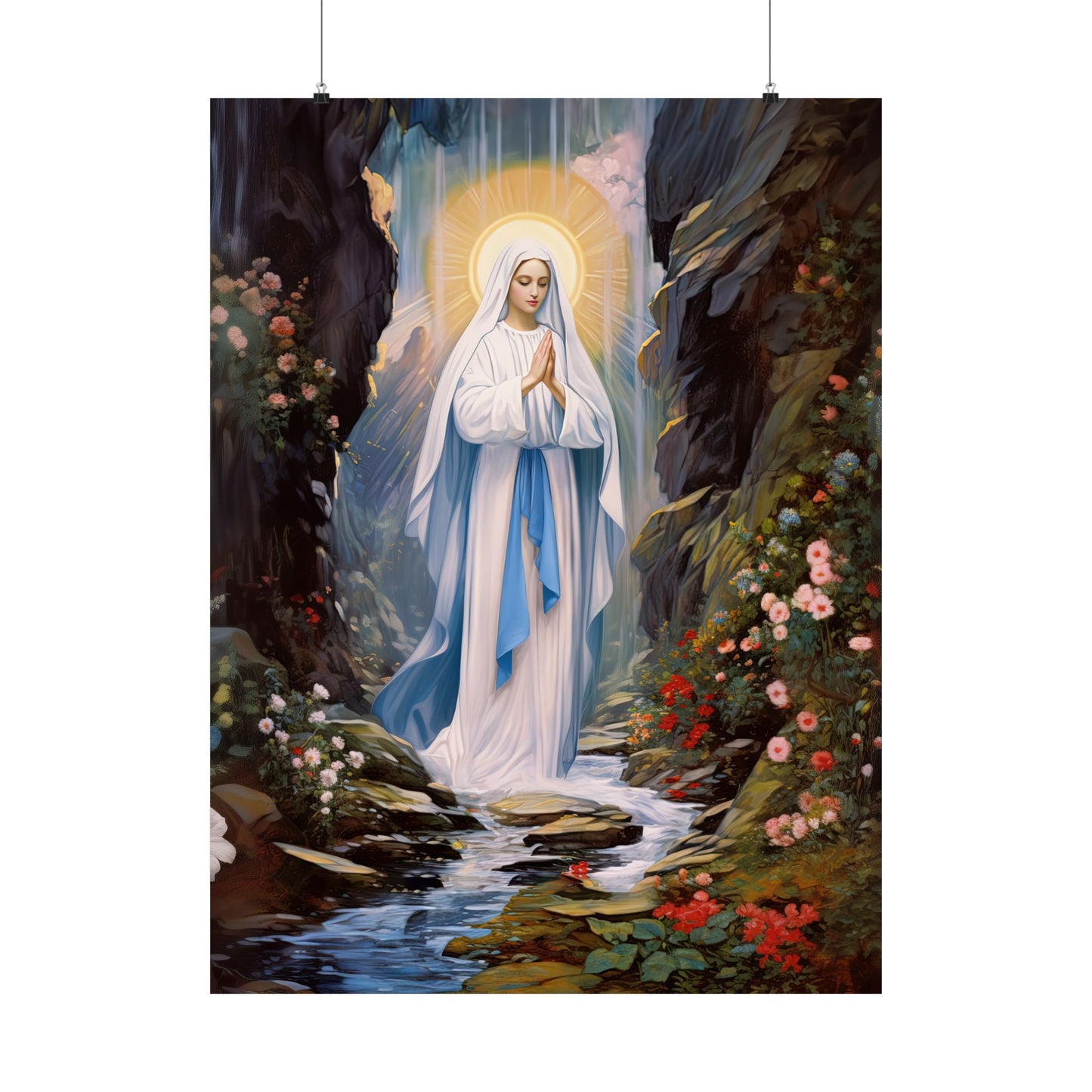 Our Lady of Lourdes - Sanctified Souls Print - Multiple Sizes - Premium Matte Vertical Posters