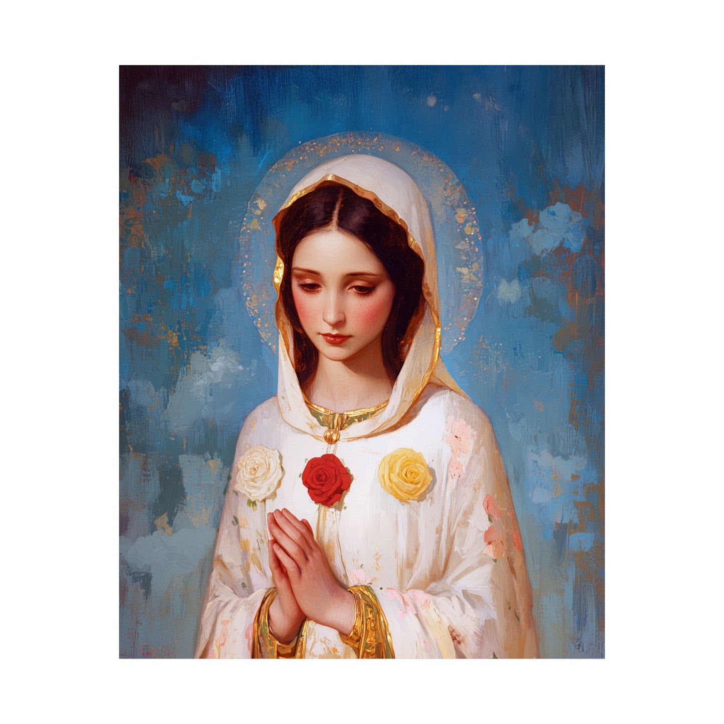 Rosa Mystica - Mystical Rose - Mother Mary - Marian Art - Sanctified Souls Print - Multiple Sizes - Premium Vertical Posters