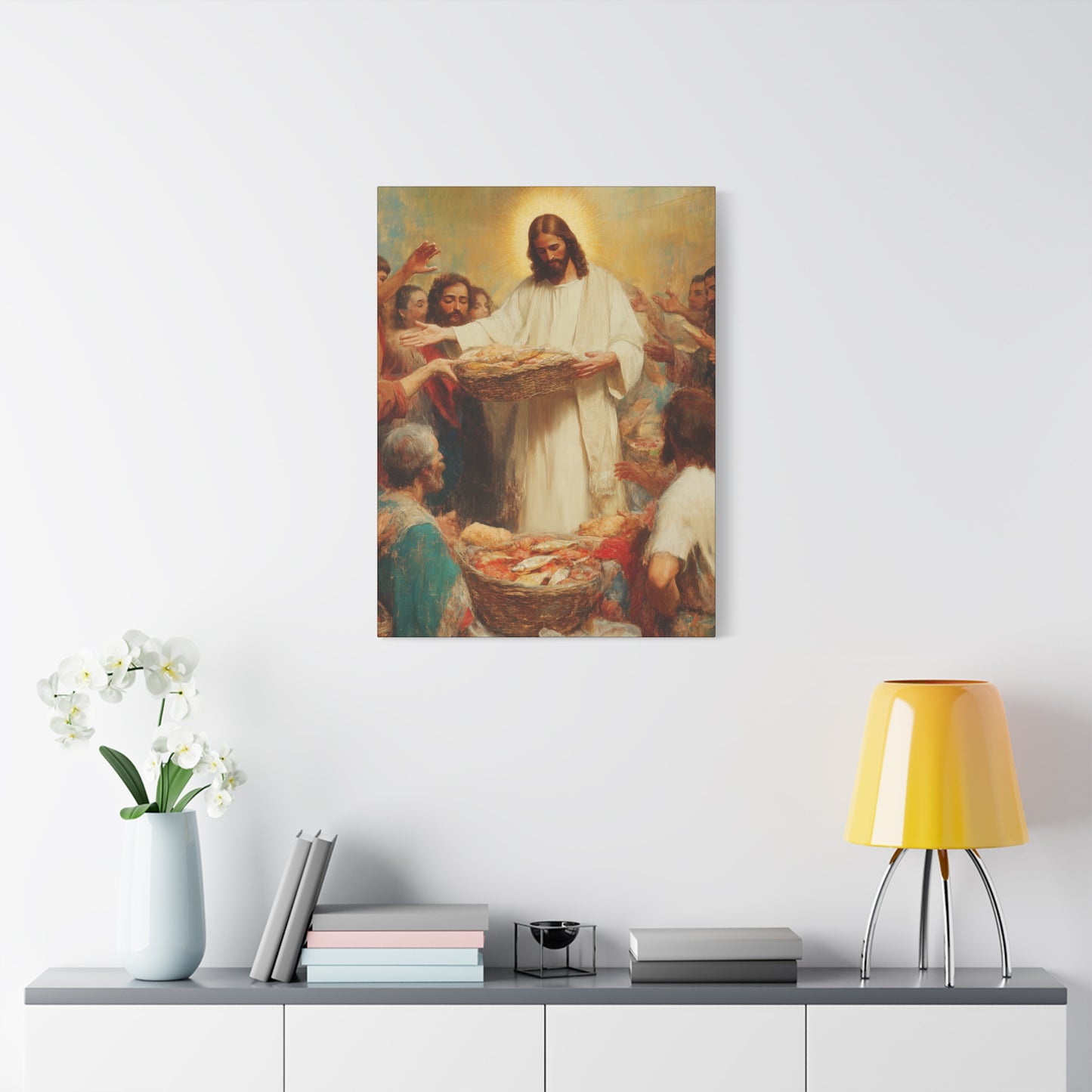 The Quiet Multiplication of Love : Loaves and Fishes - Gallery Wrapped Canvas - Print - Religious Art for your Home - Catholic Art
