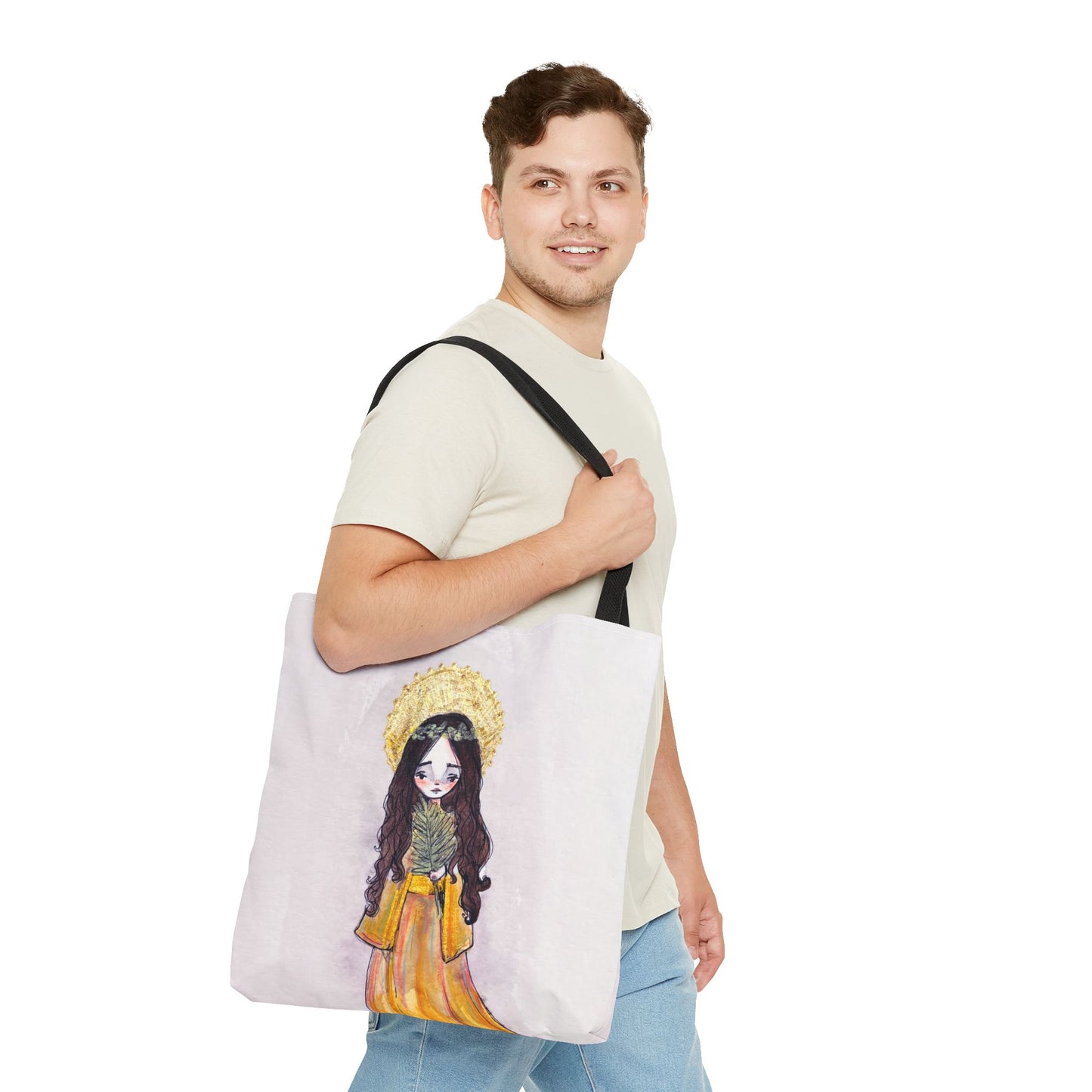 Saint Charity Tote - Hand-Drawn Art | Catholic Tote Bag | Faith Hope and Charity Youngest Sister | Catholic Devotional Prayer Bag