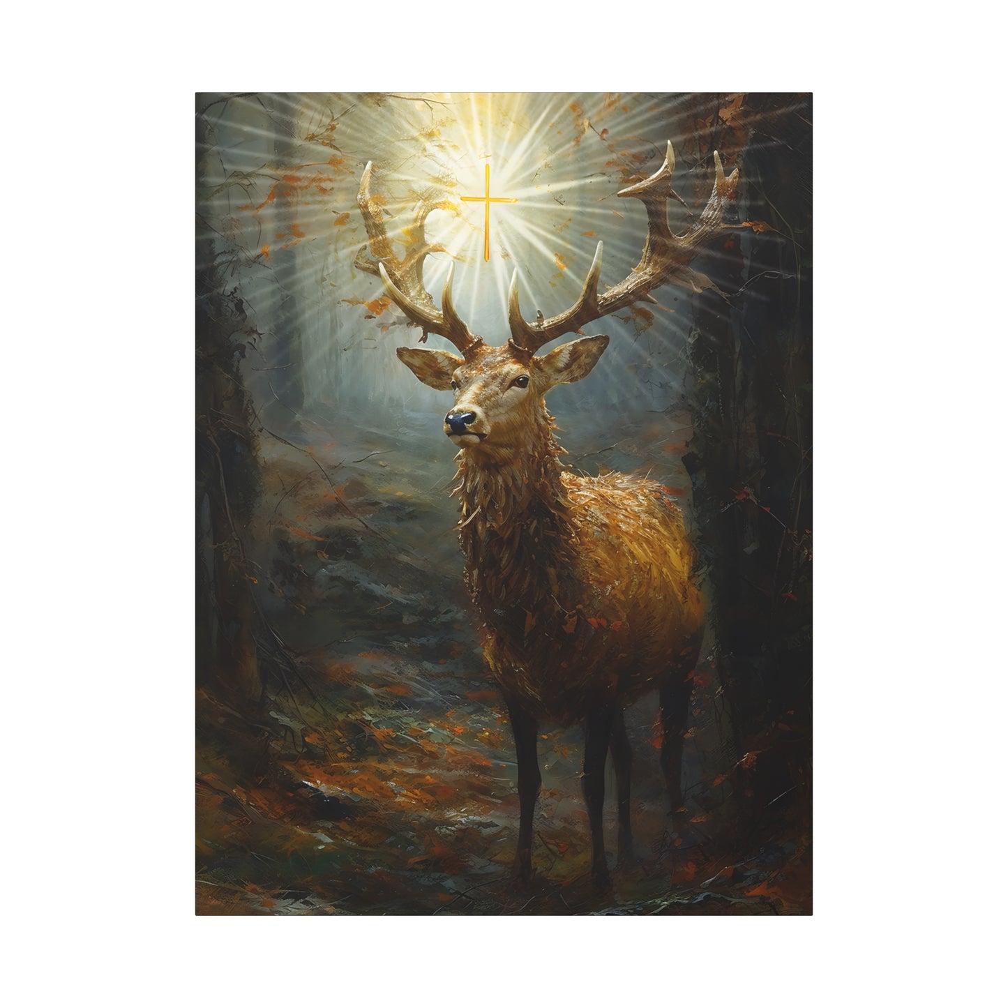 The Stag of Saint Hubert / Saint Hubertus Stag - Museum Wrapped Canvas - Sanctified Souls Print - Religious Art for your Home