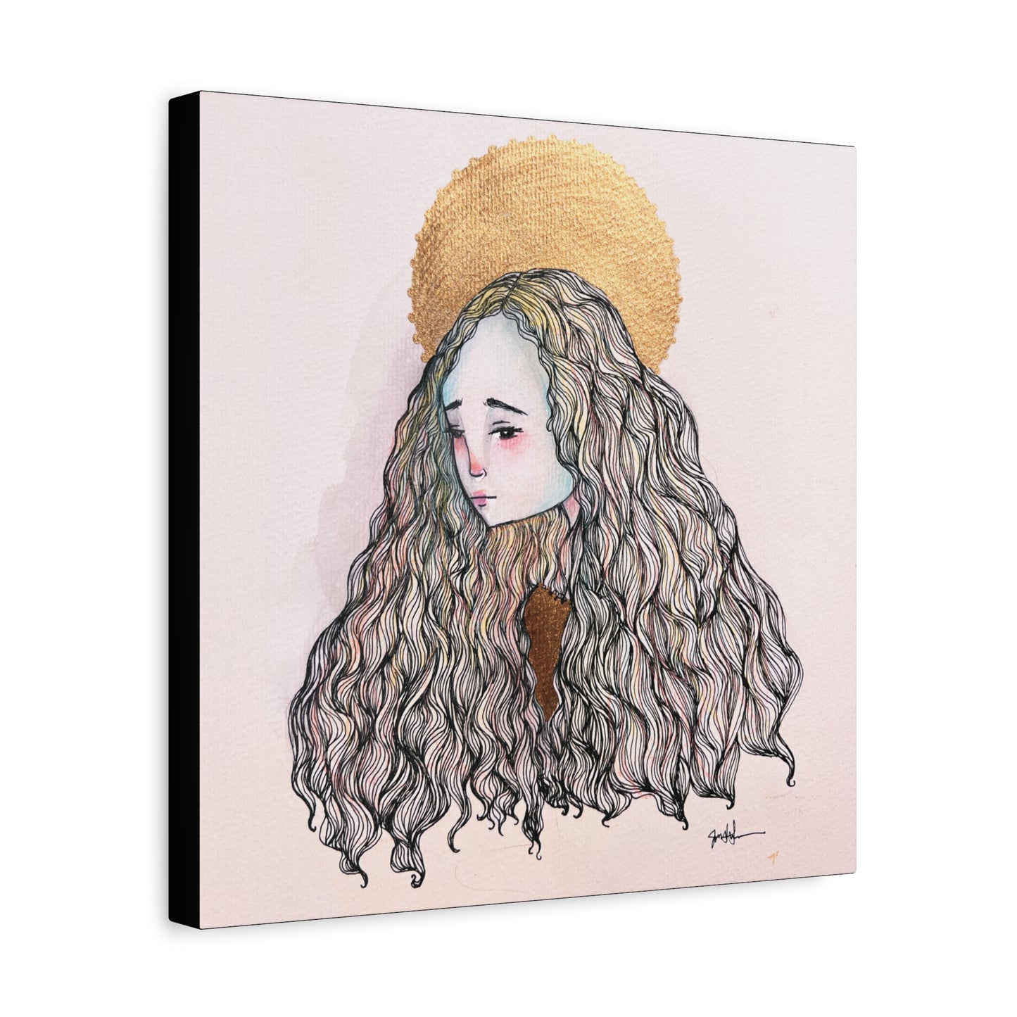 Saint Philomena Canvas Print - Hand-Drawn Catholic Art Print | Christian Sacred Wall Art | Sanctified Solocosmo Religious Artwork