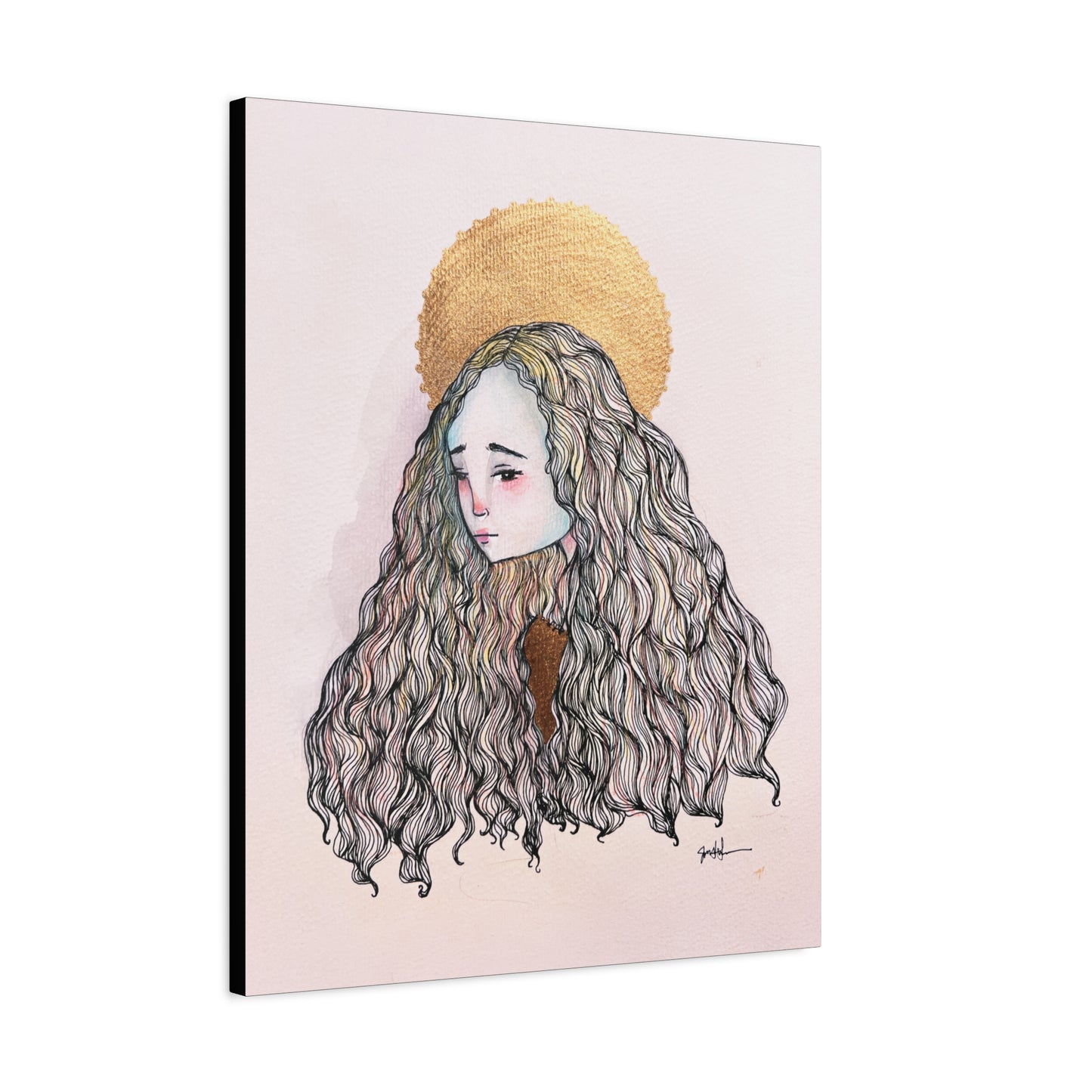 Saint Philomena Canvas Print - Hand-Drawn Catholic Art Print | Christian Sacred Wall Art | Sanctified Solocosmo Religious Artwork