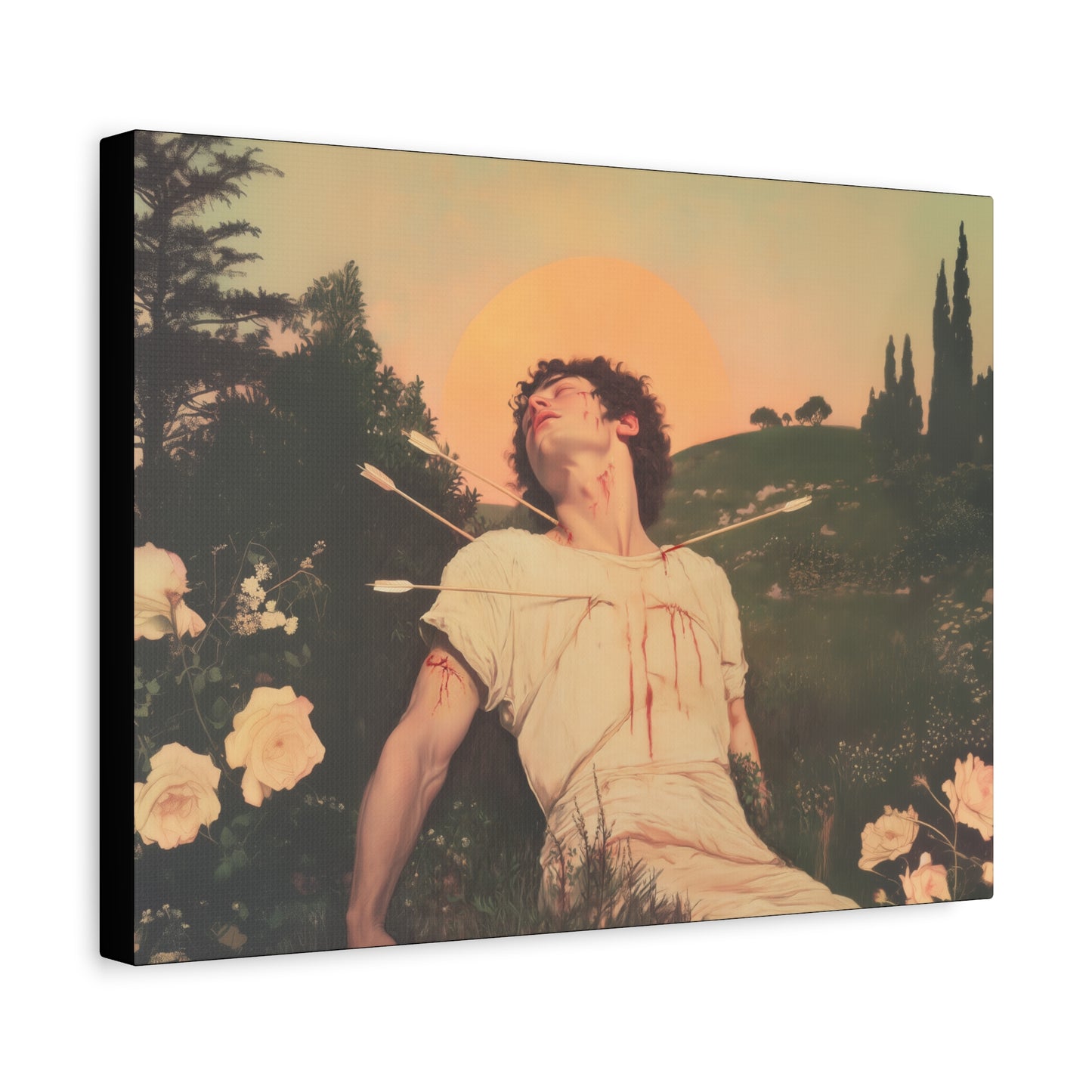 Saint Sebastian -  Museum Wrapped Canvas - Sanctified Souls Print - Religious Art for your Home - Catholic Patron Saint Art