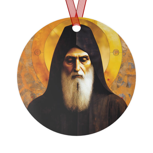 Saint Charbel Makhlouf Metal Ornament - Religious Holiday Christmas Ornament and Keepsake - Double sided - Prayer Ornament - Catholic Gift